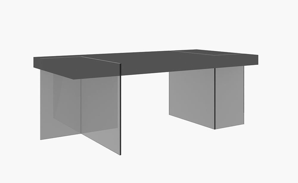 Modern grey high gloss J & M Furniture Cloud dining table with sleek, smooth surface and contemporary design.