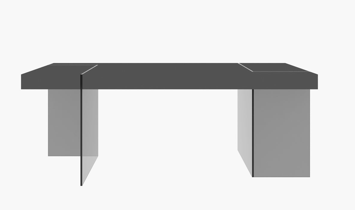 Modern J & M Furniture Cloud dining table in grey high gloss with sleek, minimalist design and smooth surface.