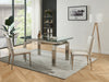 J & M Furniture MC Moda extension dining table with a sleek wooden surface and expandable design for versatile dining space.