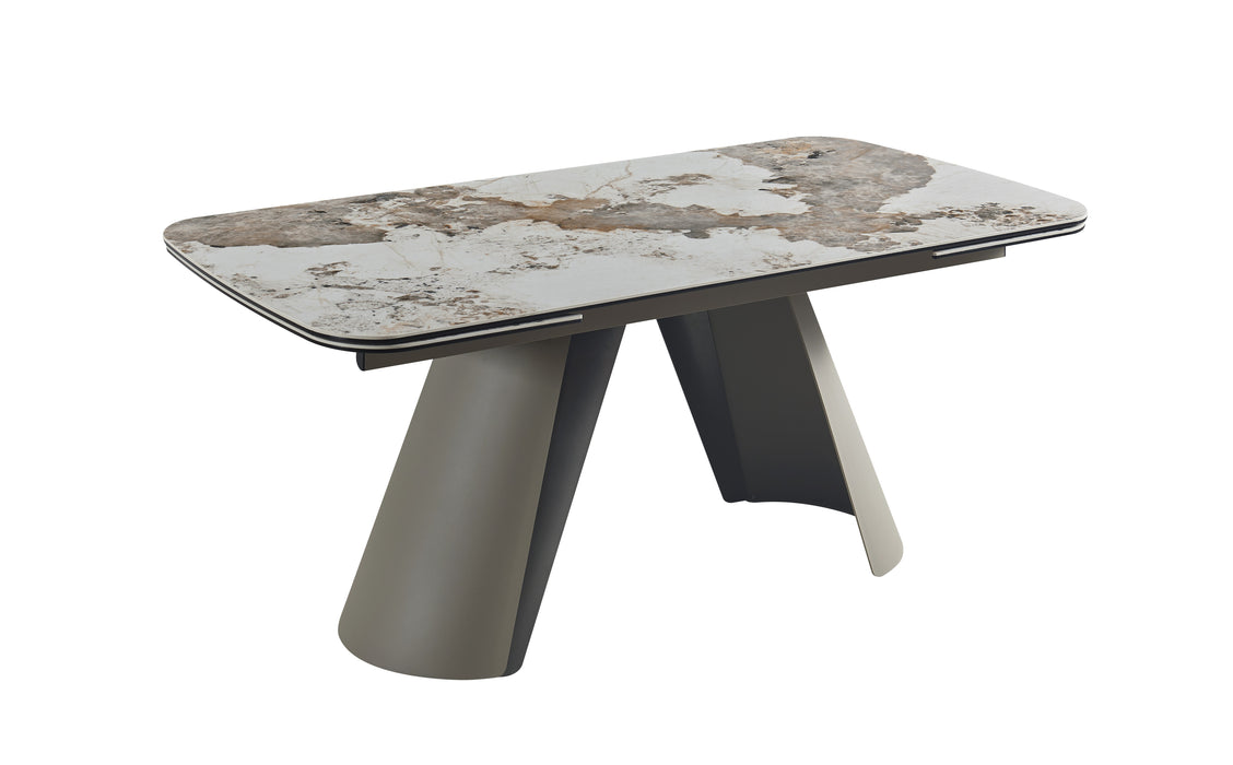 J & M Furniture RH Morandi extension dining table with a sleek wooden surface and extendable design for versatile seating.