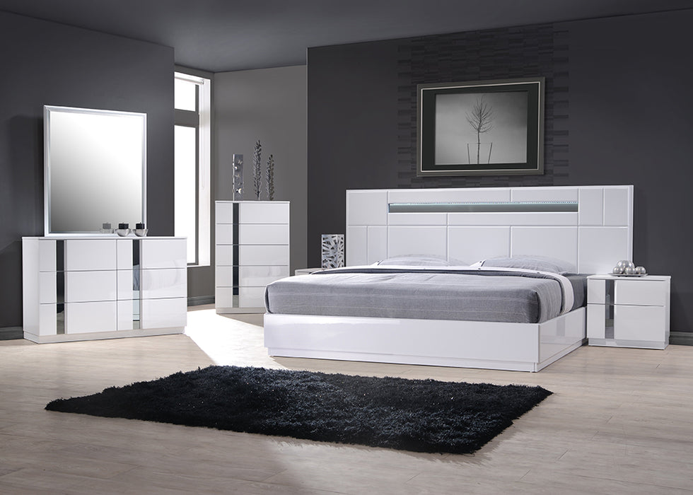 White J & M Furniture Palermo dresser and mirror set with sleek design and ample storage space.