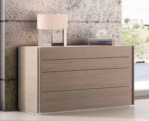 J & M Furniture Evora Dresser with multiple drawers and modern wood finish, showcasing sleek design and sturdy construction.