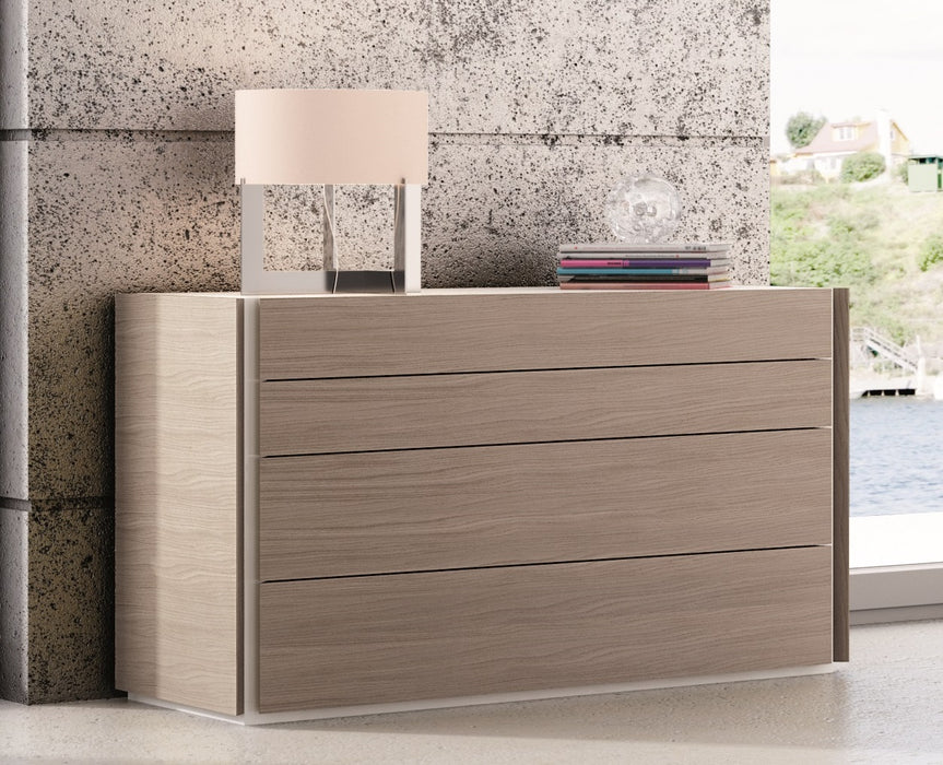 J & M Furniture Evora Dresser with multiple drawers and modern wood finish, showcasing sleek design and sturdy construction.