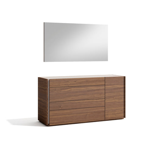J & M Furniture Porto Walnut dresser with six drawers, modern wooden storage unit, natural walnut finish, sleek design