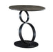 J & M Furniture MC Dallas end table with wooden top and metal legs, modern design for living room or bedroom decor.