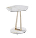 J & M Furniture MC Orleans end table with white ceramic top and gold metal legs, modern design for living room decor