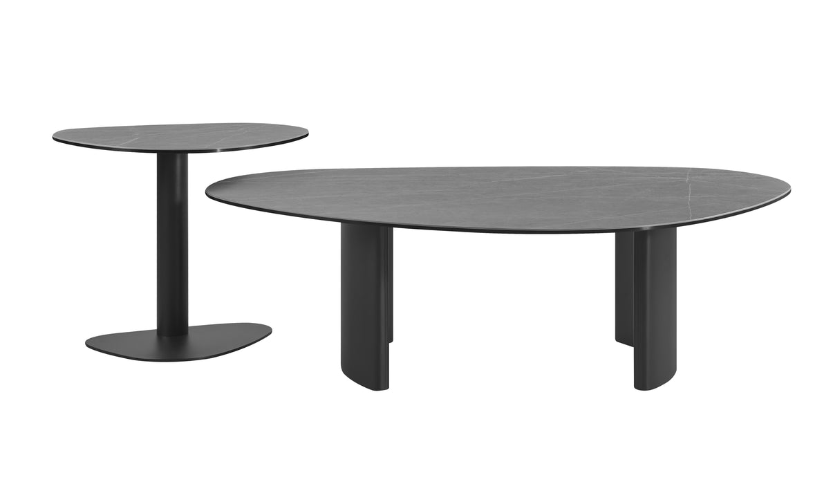 Charcoal grey J & M Furniture RH 9698 end table with a modern rectangular design and sleek finish.