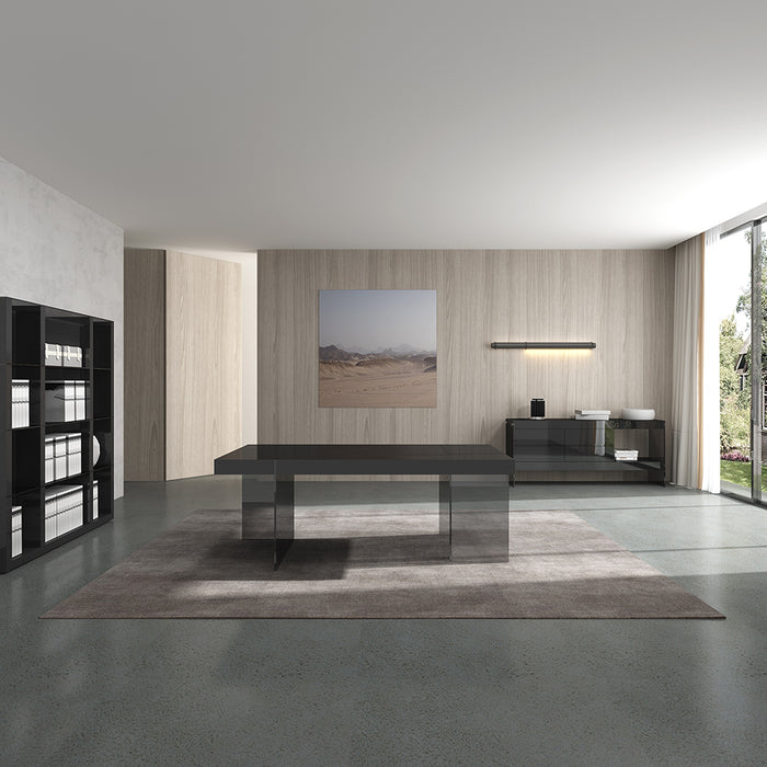 Grey high gloss J & M Furniture Cloud wall unit etagere with open shelves and storage compartments, modern wall-mounted design.