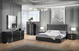 J & M Furniture Alice left night stand in glossy grey with sleek modern design, featuring a single drawer and smooth finish.
