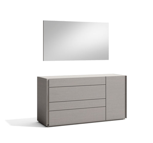 J & M Furniture Faro mirror in grey with a sleek, modern rectangular design hanging on a wall.