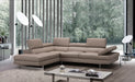 J & M Furniture Italian leather sectional sofa, left-facing model in peanut color, modern and comfortable living room piece.