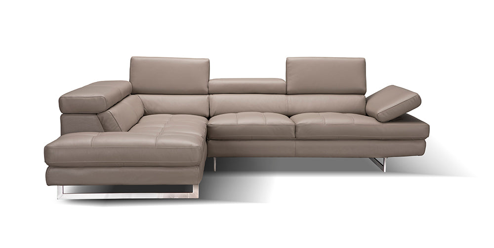 J & M Furniture Italian leather sectional sofa in peanut color, left-facing design, showcasing plush cushions and modern style.