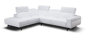 Left-facing J & M Furniture Davenport Snow White sectional sofa with plush cushions and modern design.