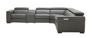 Dark grey J & M Furniture Picasso motion sectional with plush cushions and modern design, perfect for contemporary living rooms.