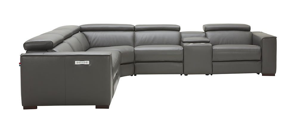 Dark grey J & M Furniture Picasso Motion Sectional sofa with plush cushions and modern design, perfect for contemporary living rooms.