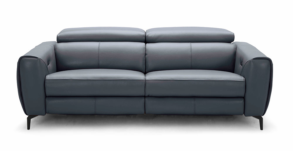 Blue grey J & M Furniture Lorenzo stationary sofa with plush cushions and modern design, ideal for living room comfort.