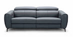 Blue grey J & M Furniture Lorenzo stationary sofa with plush cushions and modern design, ideal for living room comfort.