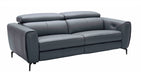J & M Furniture Lorenzo blue grey stationary sofa with plush cushions and modern design, ideal for living room seating.