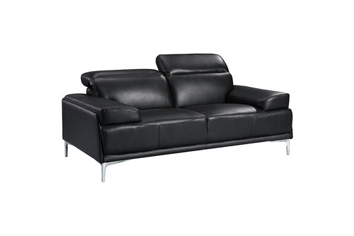 Black J & M Furniture Nicolo sofa, stationary sofa with plush upholstery and modern design, shown in a stylish living room setting.