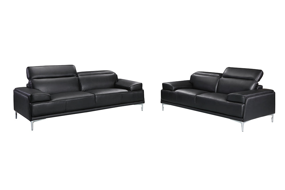 J & M Furniture Nicolo black stationary sofa with plush cushions and modern design, perfect for living room comfort.