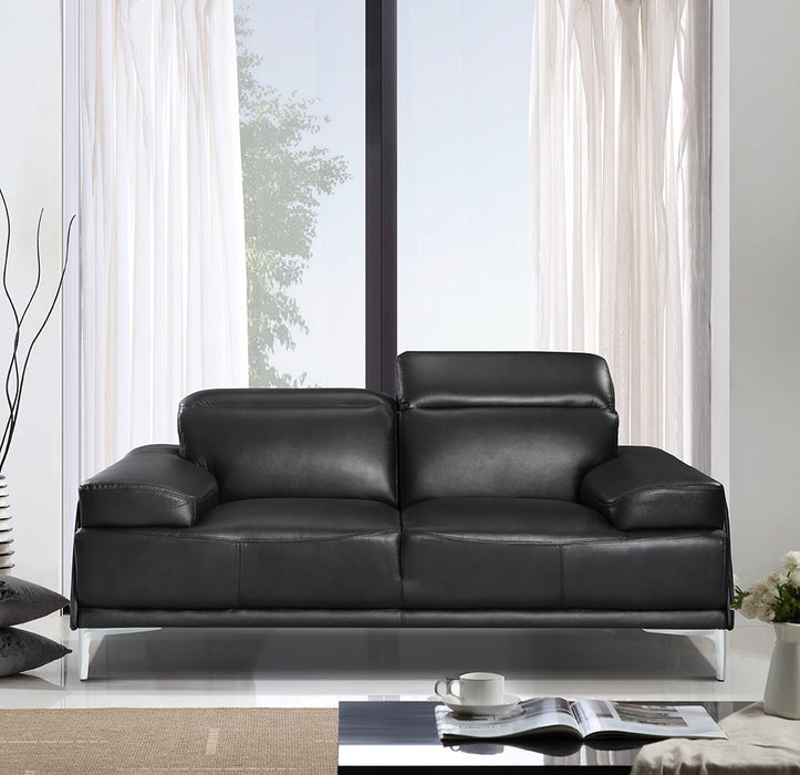 J & M Furniture Nicolo black stationary sofa with plush cushions and sleek design, perfect for modern living rooms.