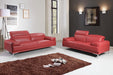 Red J & M Furniture Nicolo stationary sofa with plush cushions and sleek design, ideal for modern living rooms.