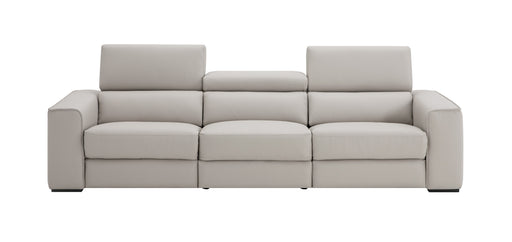 Silver grey J & M Furniture Picasso stationary sofa with sleek modern design and plush cushions visible in the image.
