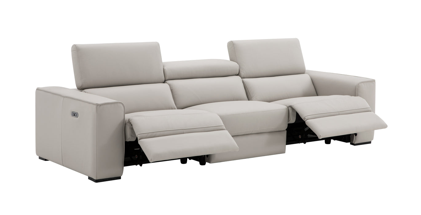 Silver grey Picasso sofa by J & M Furniture, modern stationary sofa with plush cushions and sleek design.