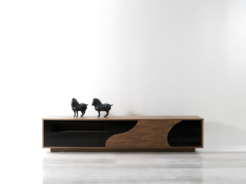 Modern J & M Furniture TV stand 101F with sleek design and ample storage space, ideal for contemporary living room setups.