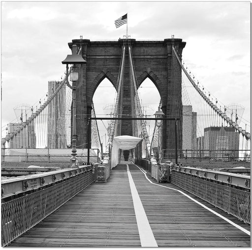 J & M Furniture Brooklyn Bridge flag wall art decor, featuring a vibrant image of the iconic Brooklyn Bridge on a decorative wall piece.