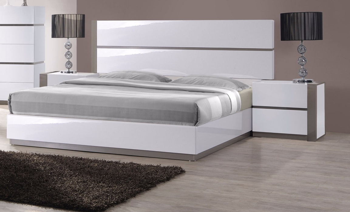 Chintaly MANILA Queen Bed Footboard & Side Rails Gloss White & Grey