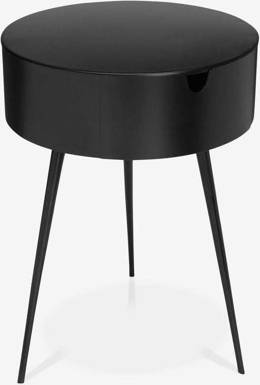 Meridian Furniture Bali accent nightstand with a sleek wooden finish and modern design, showcasing a single drawer and open shelf.