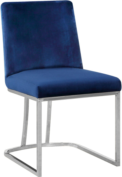 Set of two Meridian Furniture Heidi dining chairs with modern design and upholstered seats, ideal for kitchen or dining room.