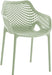 Set of two Meridian Furniture Mykonos outdoor dining chairs with woven seats and metal frames, suitable for patio or garden use.