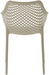Set of two Meridian Furniture Mykonos outdoor dining chairs with woven seats and metal frames, perfect for patio or garden dining.