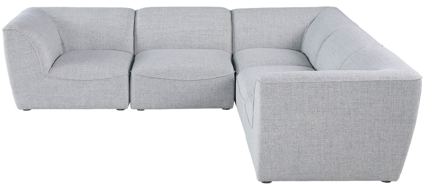 Miramar 5-piece modular sectional by Meridian Furniture showing beige fabric cushions and sleek modern design.