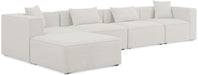 Linen Meridian Furniture Cube 5-piece modular sectional with chaise, stationary living room sofa set in neutral fabric