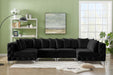 Meridian Furniture Tremblay 6-piece modular stationary sectional sofa with plush cushions and modern design in a living room setting.