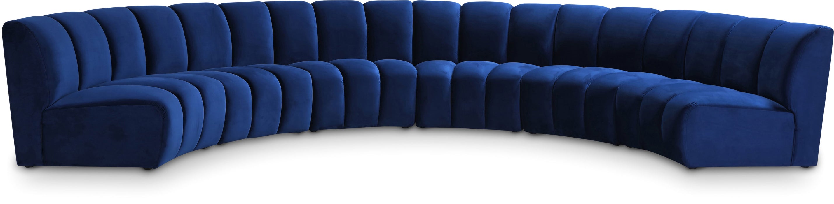 Meridian Furniture Infinity 6-piece velvet modular sectional sofa with plush cushions and modern design, stationary living room furniture