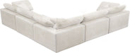 Meridian Furniture Cozy 5-piece modular corner sectional sofa with plush cushions and modern design, shown in a living room setting.