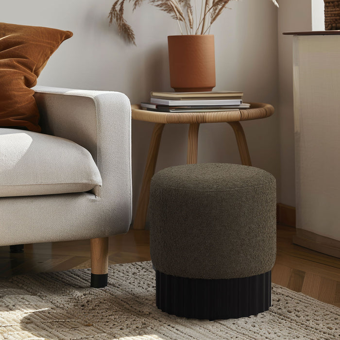 Meridian Furniture Veranda ottoman with black base, versatile stool or footrest, modern design, and plush cushioned top.
