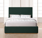 Upholstered Monaco bed by Meridian Furniture featuring a plush fabric headboard and sleek frame in a modern bedroom setting.