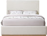 Upholstered Monaco bed by Meridian Furniture with a plush fabric headboard and modern design in a stylish bedroom setting.