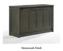 Night & Day Furniture ORION full Murphy cabinet bed in stonewash fabric, showing the bed in its closed and open positions.