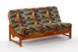 Night & Day Furniture Eureka standard futon frame with armrests, made of cherry wood, showcasing its sturdy construction and sleek design.