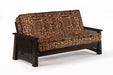 Dark chocolate Night & Day Furniture Solstice standard futon frame with armrests, showcasing a sturdy wood design.