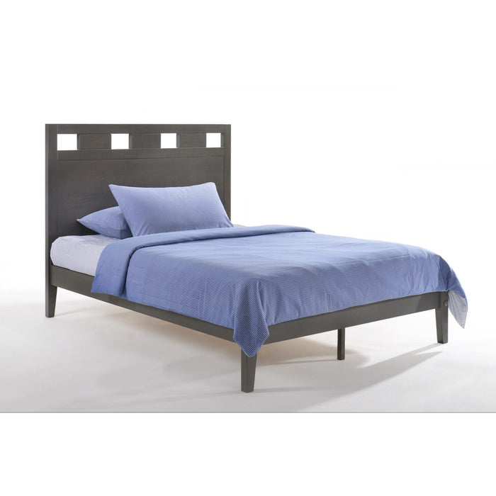 Night & Day Furniture Tamarind Queen Platform Bed with sleek wooden frame and modern design, shown in a cozy bedroom setting