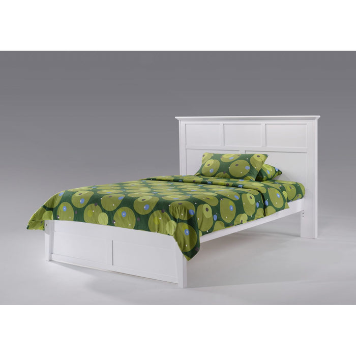 Night & Day Furniture Tarragon Queen platform bed with white finish and sleek design, shown in a modern bedroom setting.