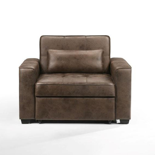 Night & Day Furniture Brooklyn Twin Sofa Sleeper in walnut wood with a modern design, featuring a compact sofa with a sleeper function.