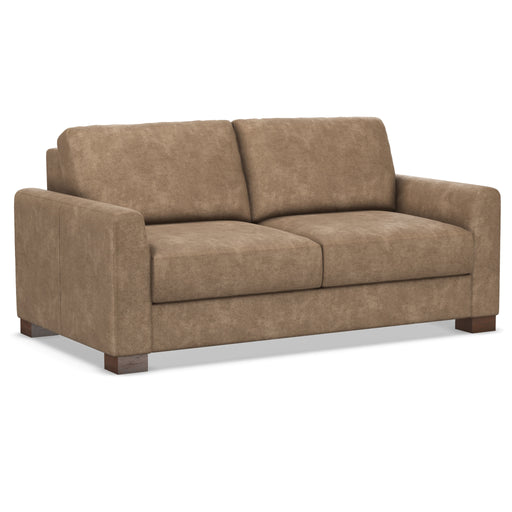 Omnia Leather Slofa Eden Sleeper Sofa featuring a modern design with plush cushions and a neutral fabric finish.